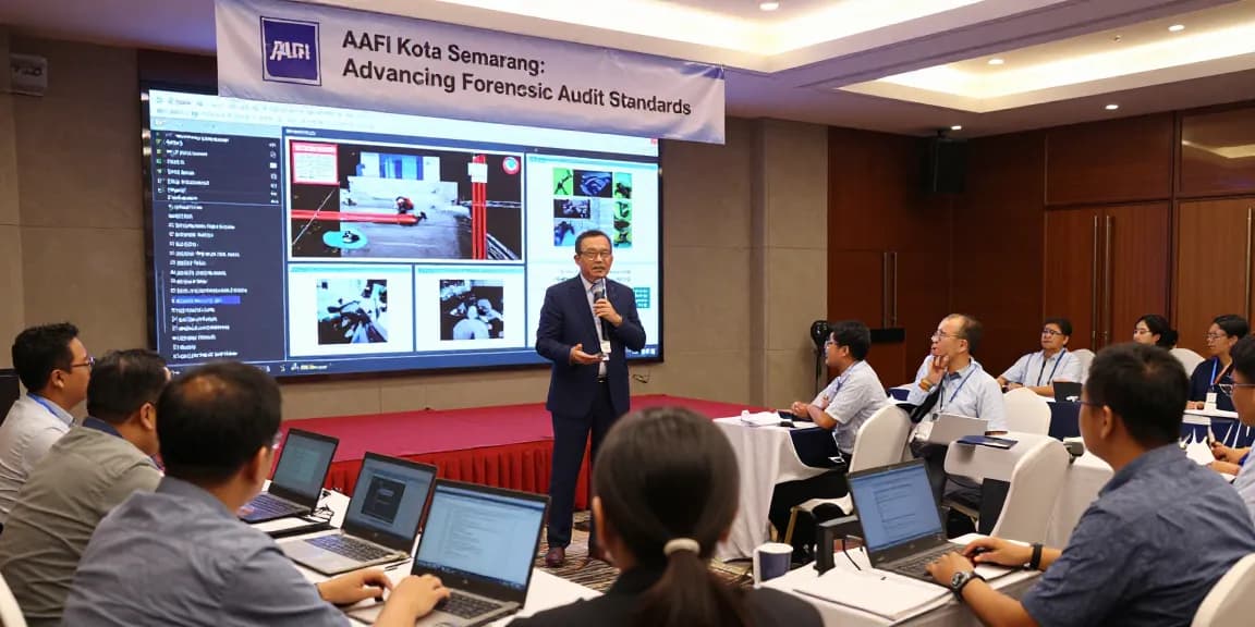 AAFI Kota Semarang conference showcasing diverse forensic auditors sharing insights on best practices in forensic auditing.